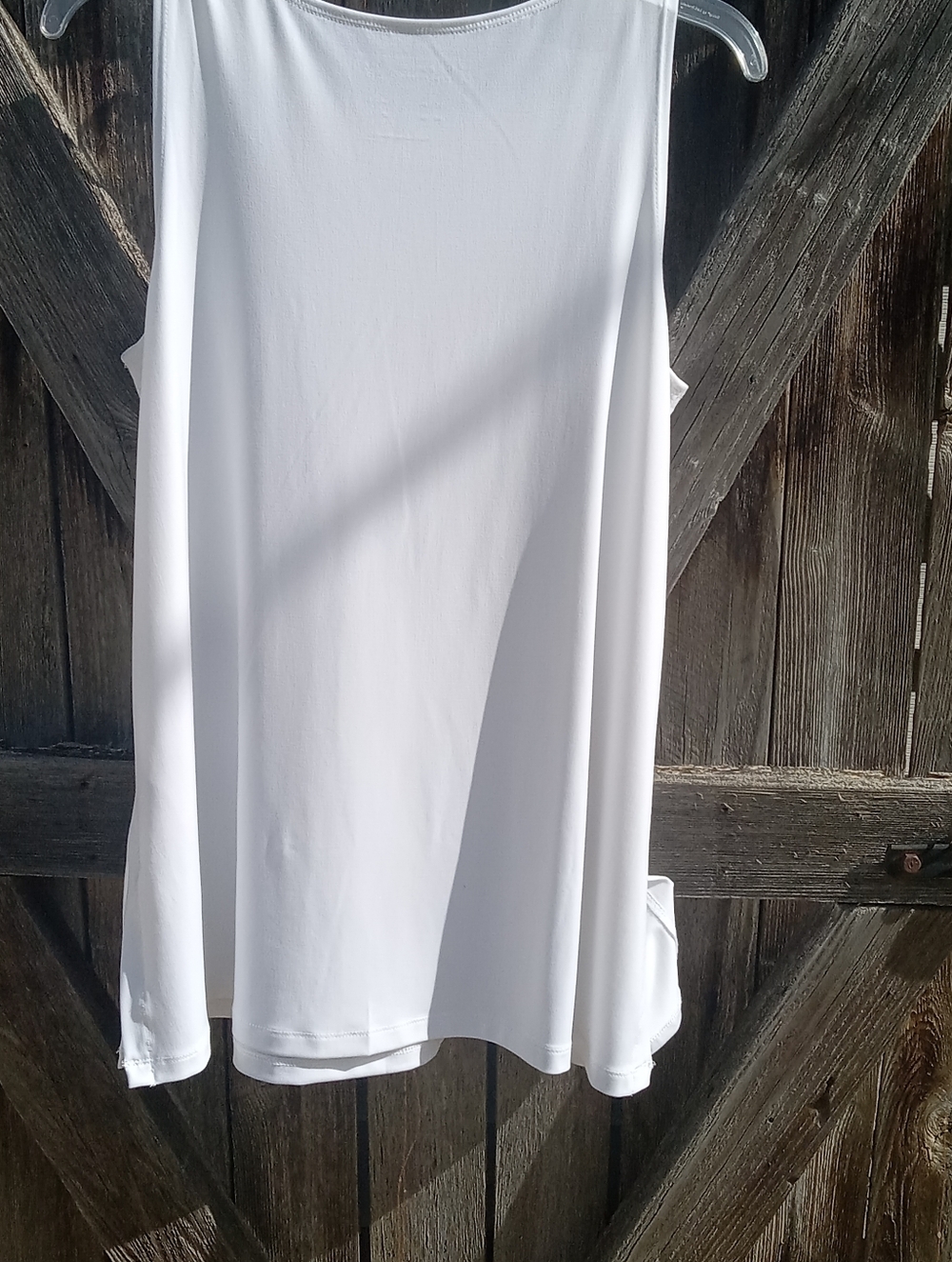Susan Graver Modern Essentials Liquid Knit A-Line White Tunic, M - Picture 4 of 5